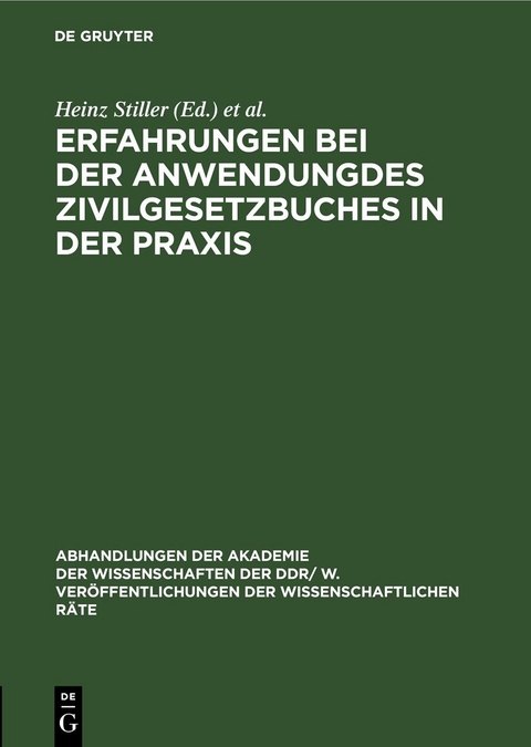 Erfahrungen bei der Anwendungdes Zıvilgesetzbuches in der Praxis - 