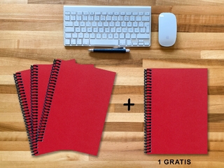 A 4 Notizbuch - Set, 3+1 gratis, Luxury 80 Seiten ROT JUPITER GLITTER-OPTIK, kariert 7x7mm