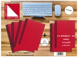 A 6 Notizbuch - Set, 4+2 gratis, Luxury 80 Seiten ROT JUPITER GLITTER-OPTIK, blanko - 