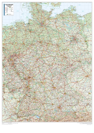 Kastanea Straßenkarte Deutschland, DIN A0 (84,1 x 118,9 cm), Papierkarte gerollt