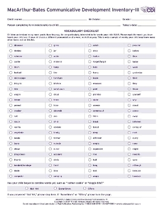 MacArthur Communicative Development Inventory III (CDIs III)