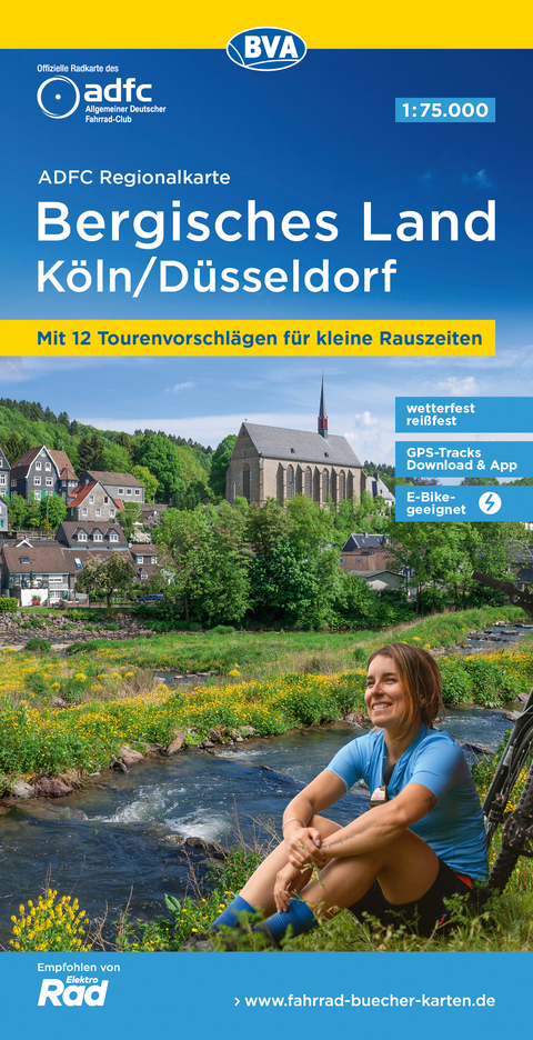 ADFC-Regionalkarte Bergisches Land K&ouml;ln/D&uuml;sseldorf 1:75.000, rei&szlig;- und wetterfest, GPS-Tracks Download