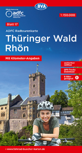 ADFC-Radtourenkarte 17 Thüringer Wald Rhön 1:150.000, reiß- und wetterfest, E-Bike geeignet, GPS-Tracks Download, mit Bett+Bike Symbolen, mit Kilometer-Angaben - 