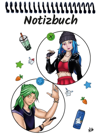 A 5 Notizblock Manga Quinn und Enora, weiß, kariert