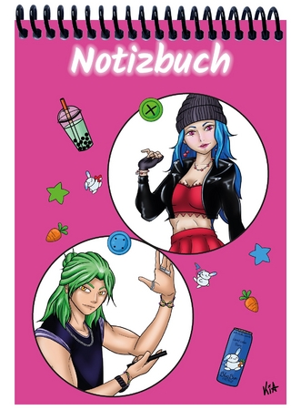 A 5 Notizblock Manga Quinn und Enora, pink, liniert