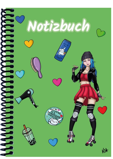 A 5 Notizbuch Manga Enora, gr&uuml;n, blanko - 