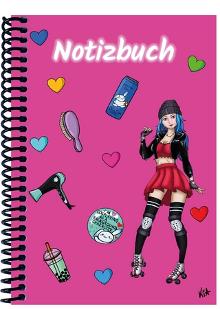 A 4 Notizbuch Manga Enora, pink, blanko