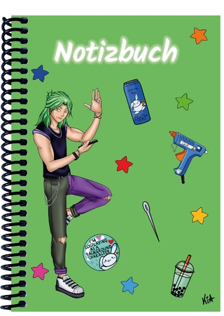 A 4 Notizbuch Manga Quinn, grün, kariert