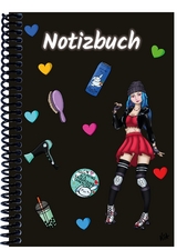 A 5 Notizbuch Manga Enora, schwarz, kariert - 