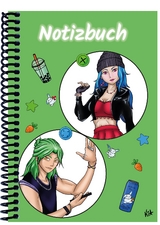A 4 Notizbuch Manga Quinn und Enora, gr&uuml;n, liniert - 