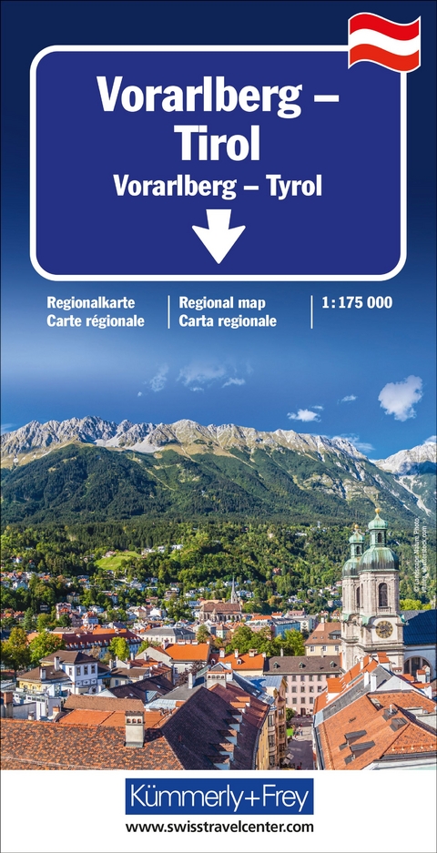 K&uuml;mmerly+Frey Regional-Strassenkarte Vorarlberg, Tirol 1:175.000