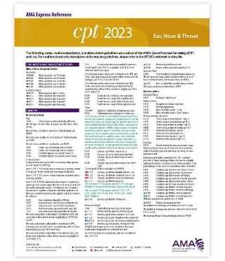 CPT 2023 Express Reference Coding Card: Ear, Nose, Throat