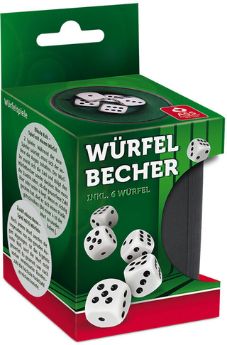 Würfelbecher, Plastik mit Filzeinlage, 6 Würfeln, VE 6
