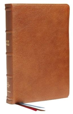 NKJV, End-of-Verse Reference Bible, Personal Size Large Print, Premium Goatskin Leather, Brown, Premier Collection, Red Letter, Comfort Print - Thomas Nelson