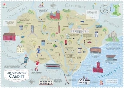 Wales on the Map: Cardiff Poster (English) - Elin Meek