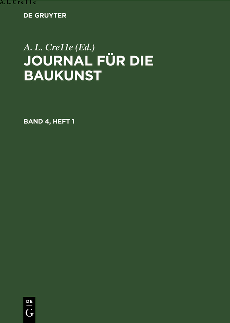 Journal f&uuml;r die Baukunst / Band 4