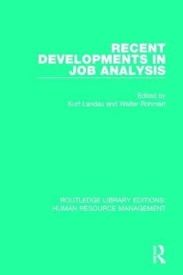 Recent Developments in Job Analysis - 