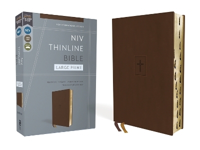 NIV, Thinline Bible, Large Print, Leathersoft, Brown, Red Letter, Thumb Indexed, Comfort Print -  Zondervan