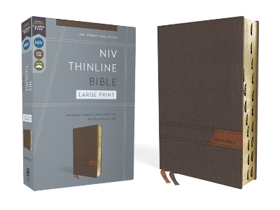 NIV, Thinline Bible, Large Print, Cloth Flexcover, Gray, Red Letter, Thumb Indexed, Comfort Print -  Zondervan