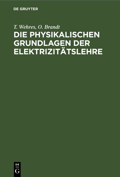 Die physikalischen Grundlagen der Elektrizit&auml;tslehre - T. Wehres, O. Brandt
