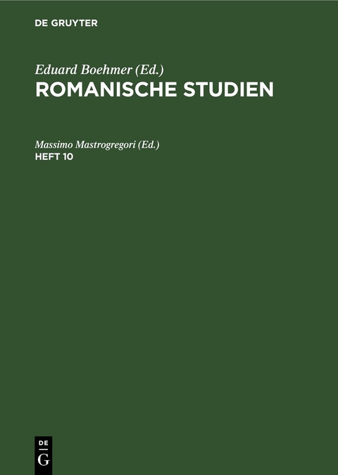 Romanische Studien / Romanische Studien. Heft 10 - 