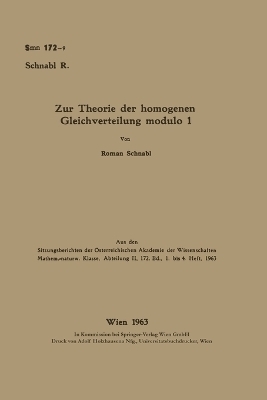 Zur Theorie der homogenen Gleichverteilung modulo 1 - Roman Schnabl
