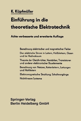 Einf&uuml;hrung in die theoretische Elektrotechnik - Karl K&uuml;pfm&uuml;ller