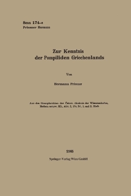 Zur Kenntnis der Pompiliden Griechenlands - Hermann Priesner