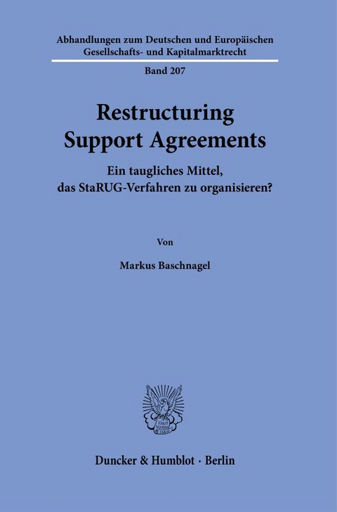 Restructuring Support Agreements. - Markus Baschnagel