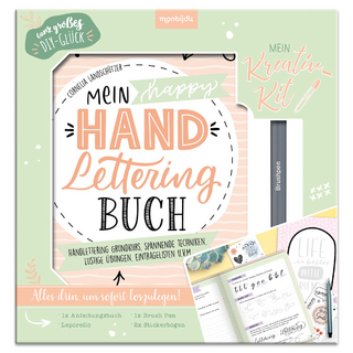 Mein Kreativ-Kit: Mein happy Handlettering Buch -Handlettering Grundkurs, spannende Techniken, lustige Übungen, Eintraglisten u.v.m.