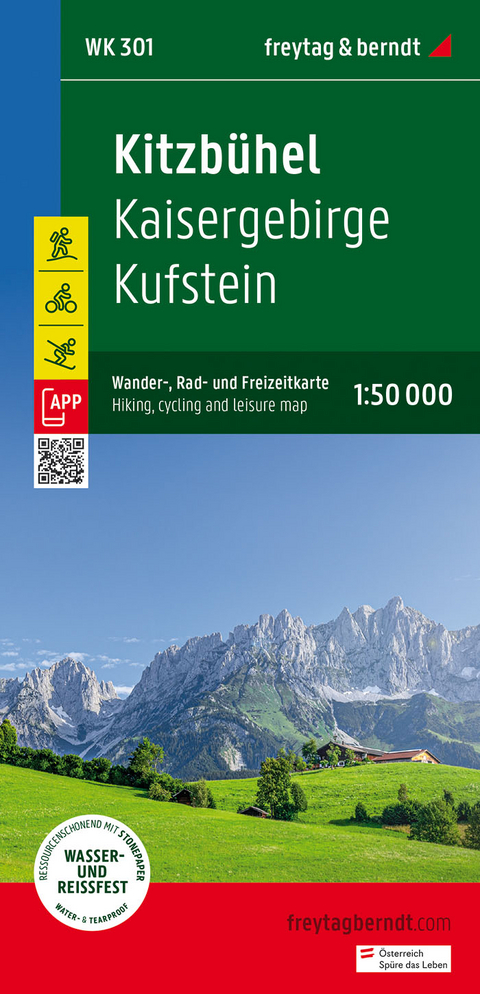 Kitzb&uuml;hel, Wander-, Rad- und Freizeitkarte 1:50.000, freytag & berndt, WK 301