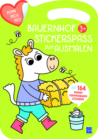 Bauernhof Stickerbuch zum Ausmalen 3+ (Cover grün, Pferd), m. 164 Beilage