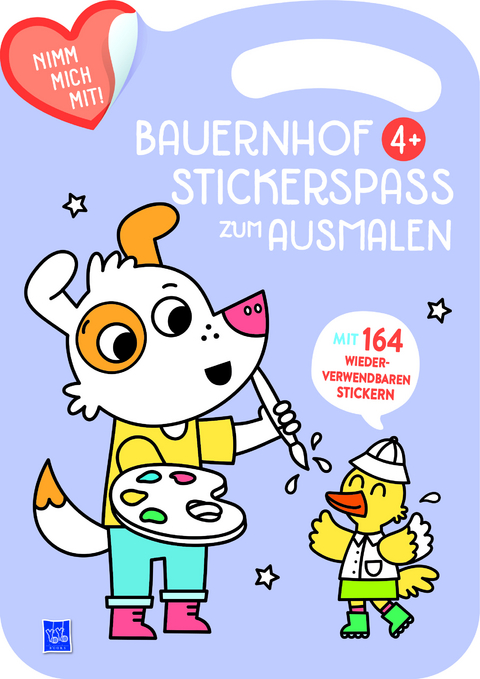 Bauernhof Stickerspa&szlig; zum Ausmalen 4+ (Cover violett, Hund), m. 164 Beilage