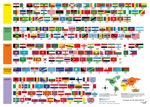 Erlebnisposter Flaggen aller Kontinente - 
