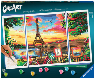 CreArt Premium Triptychon - Spiegelbild von Paris