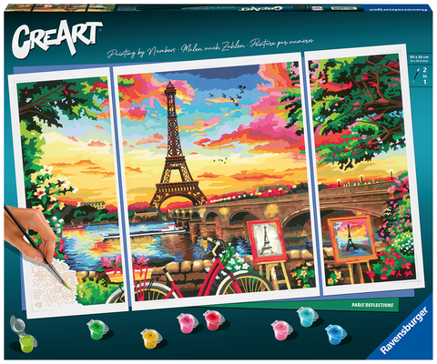CreArt Premium Triptychon - Spiegelbild von Paris