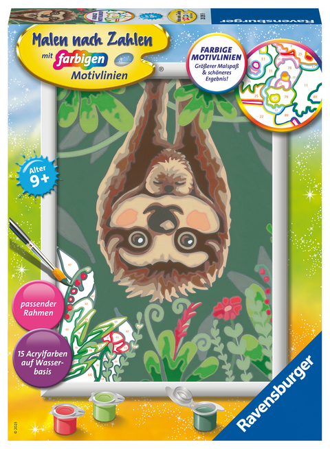 CreArt, Malen nach Zahlen Kinder - Faultier-Liebe