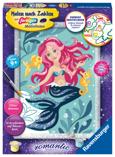 CreArt, Malen nach Zahlen Kinder - H&uuml;bsche Meerjungfrau