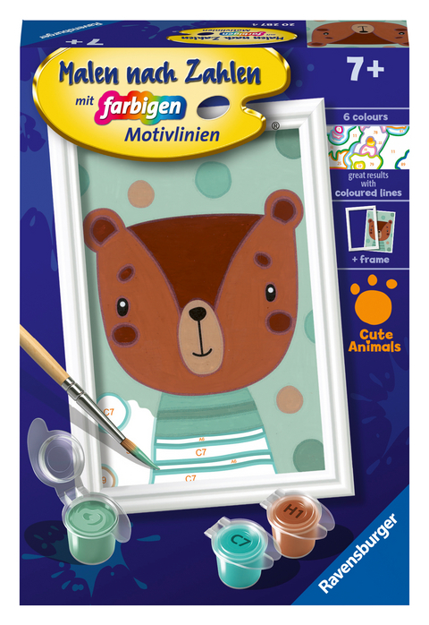 CreArt, Malen nach Zahlen Kinder - Knuffiger B&auml;r