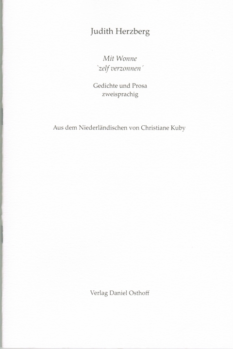 Mit Wonne 'zelf verzonnen' - Judith Herzberg