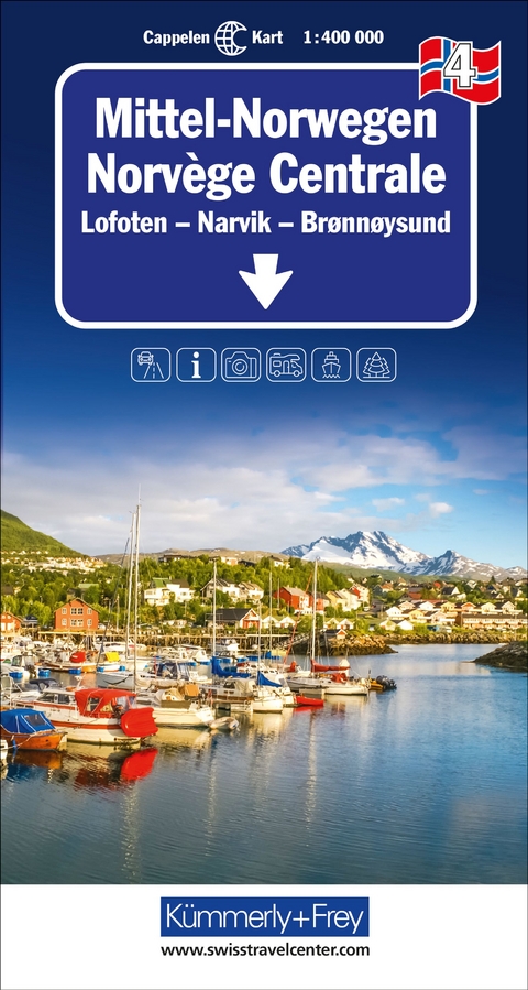 K&uuml;mmerly+Frey Regional-Strassenkarte 4 Mittel-Norwegen 1:400.000