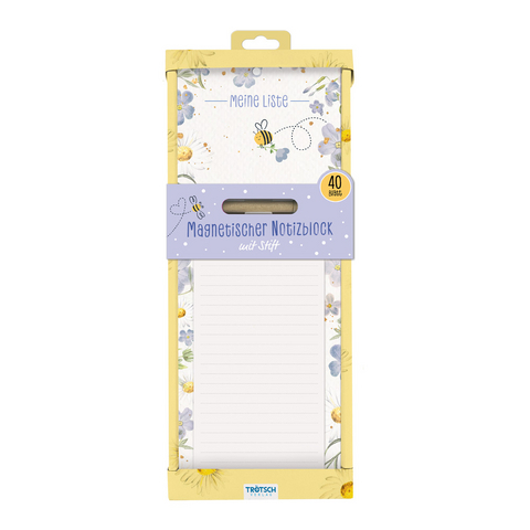 Tr&ouml;tsch Notizblock mit Stift und Magnet Bienchen - 