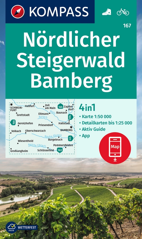 KOMPASS Wanderkarte 167 N&ouml;rdlicher Steigerwald, Bamberg 1:50.000