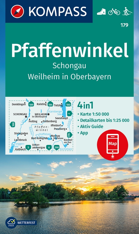 KOMPASS Wanderkarte 179 Pfaffenwinkel, Schongau, Weilheim i. OB 1:50.000