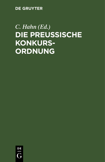 Die preu&szlig;ische Konkurs-Ordnung - 