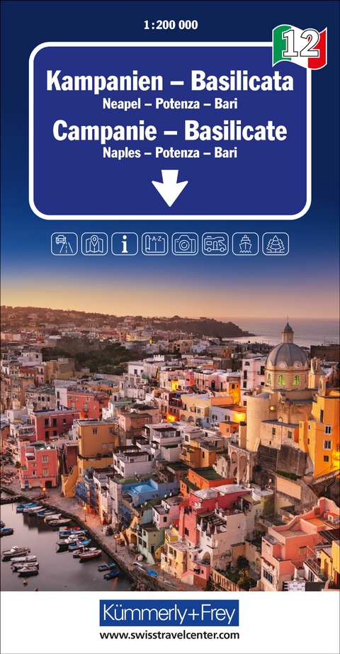 K&uuml;mmerly+Frey Regional-Strassenkarte 12 Kampanien, Basilicata 1:200.000