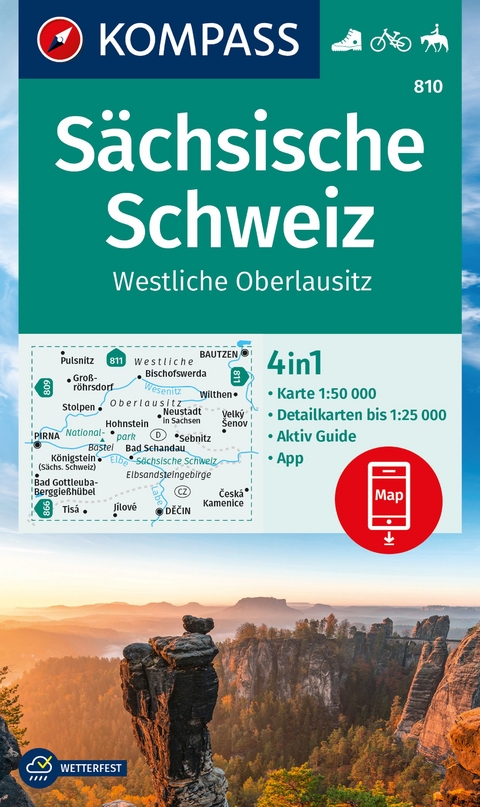 KOMPASS Wanderkarte 810 S&auml;chsische Schweiz, Westliche Oberlausitz 1:50.000