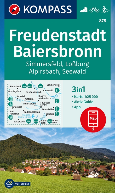 KOMPASS Wanderkarte 878 Freudenstadt, Baiersbronn, Simmersfeld, Lo&szlig;burg, Alpirsbach 1:25.000