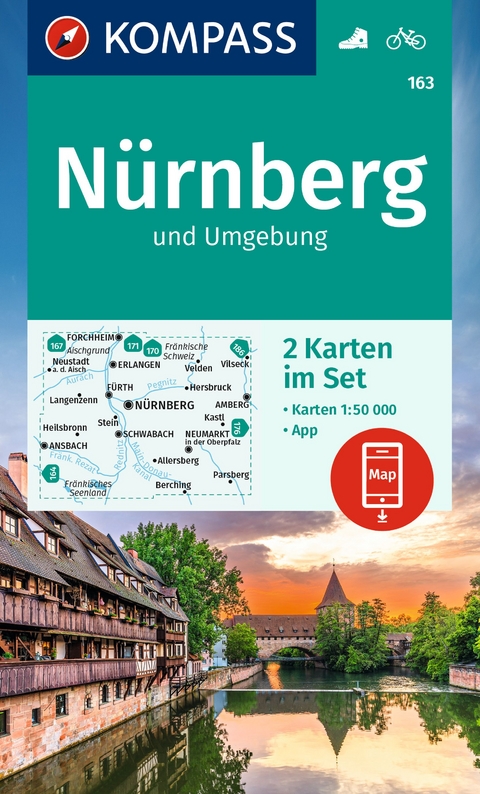 KOMPASS Wanderkarten-Set 163 N&uuml;rnberg und Umgebung (2 Karten) 1:50.000