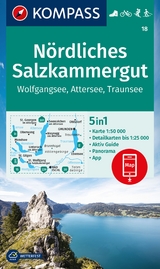 KOMPASS Wanderkarte 18 N&ouml;rdliches Salzkammergut, Wolfgangsee, Attersee, Traunsee 1:50.000